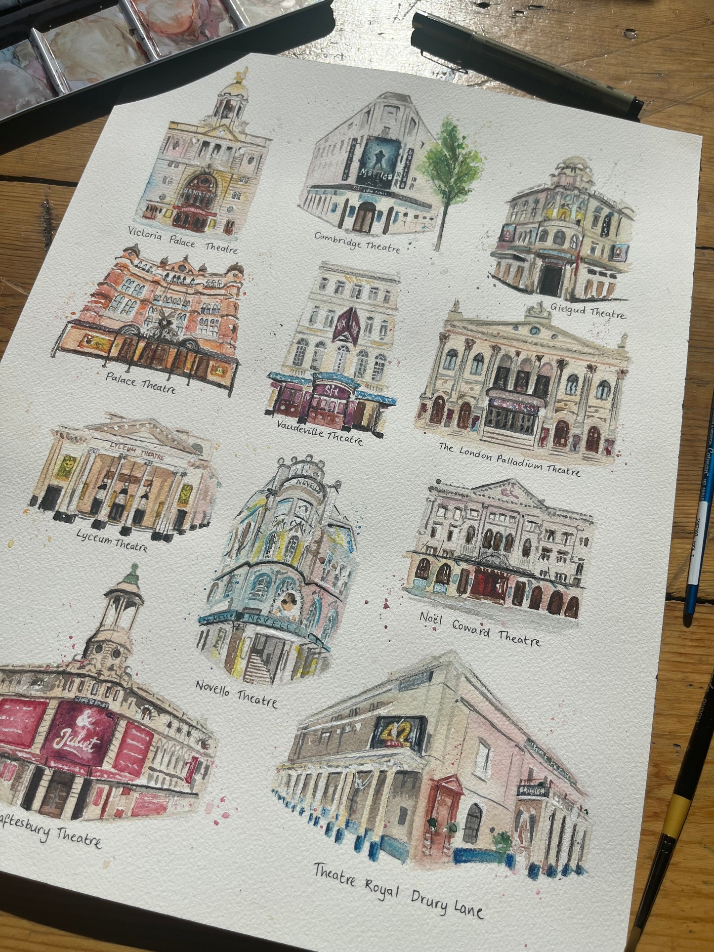 West End Theatre Illustrations Original Painting