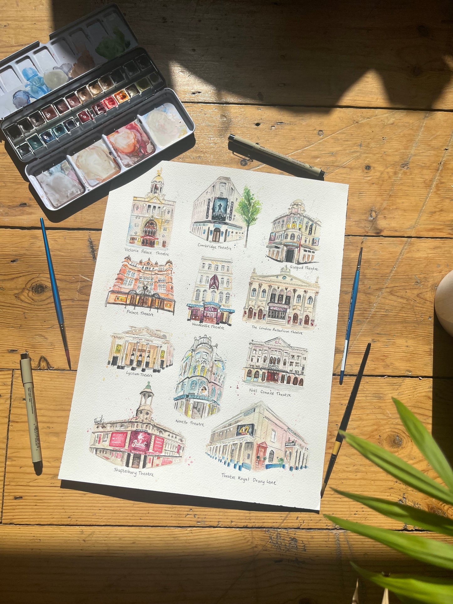 West End Theatre Illustrations Original Painting