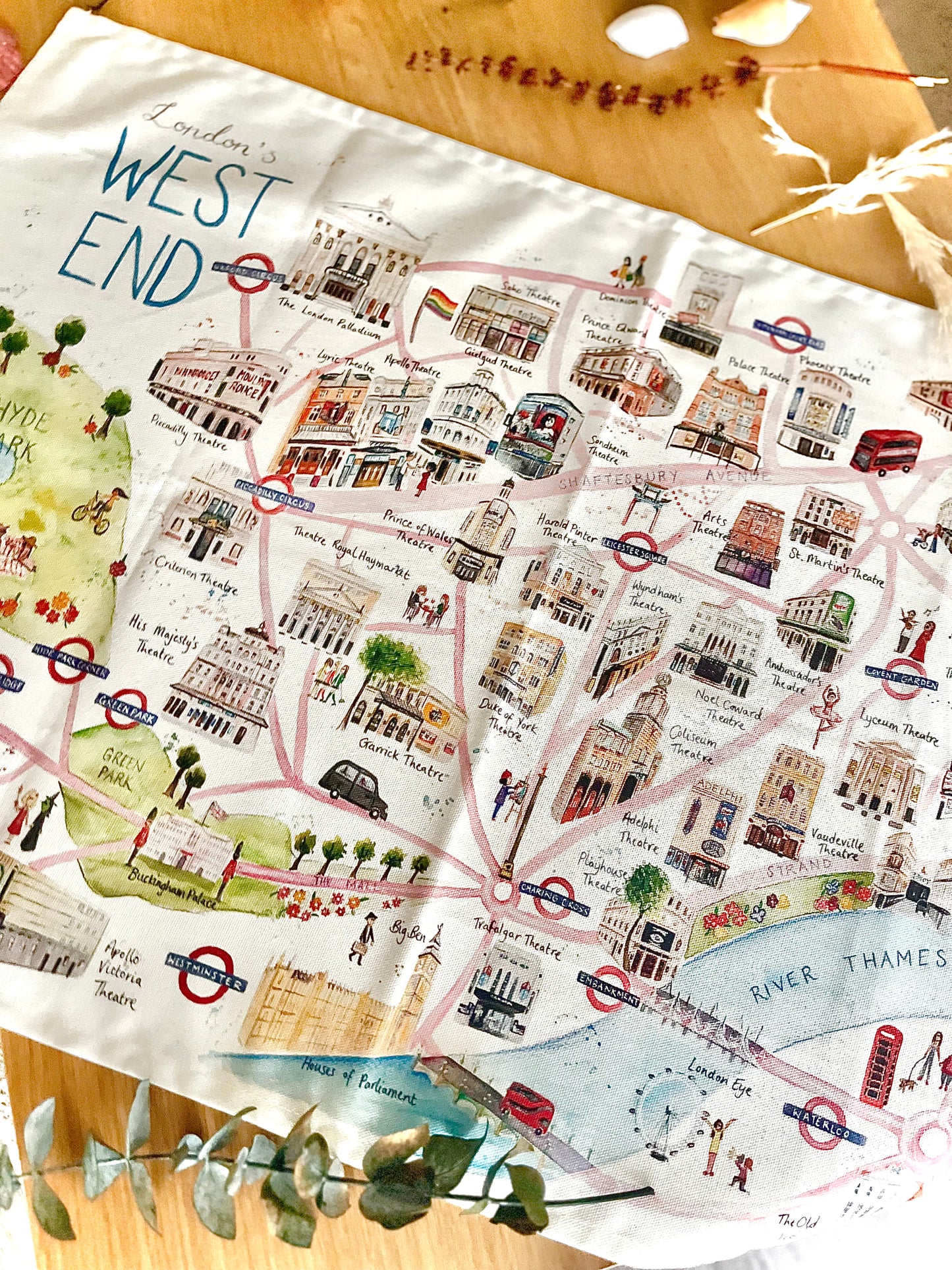 ‘West End Map’ Organic Tea Towel