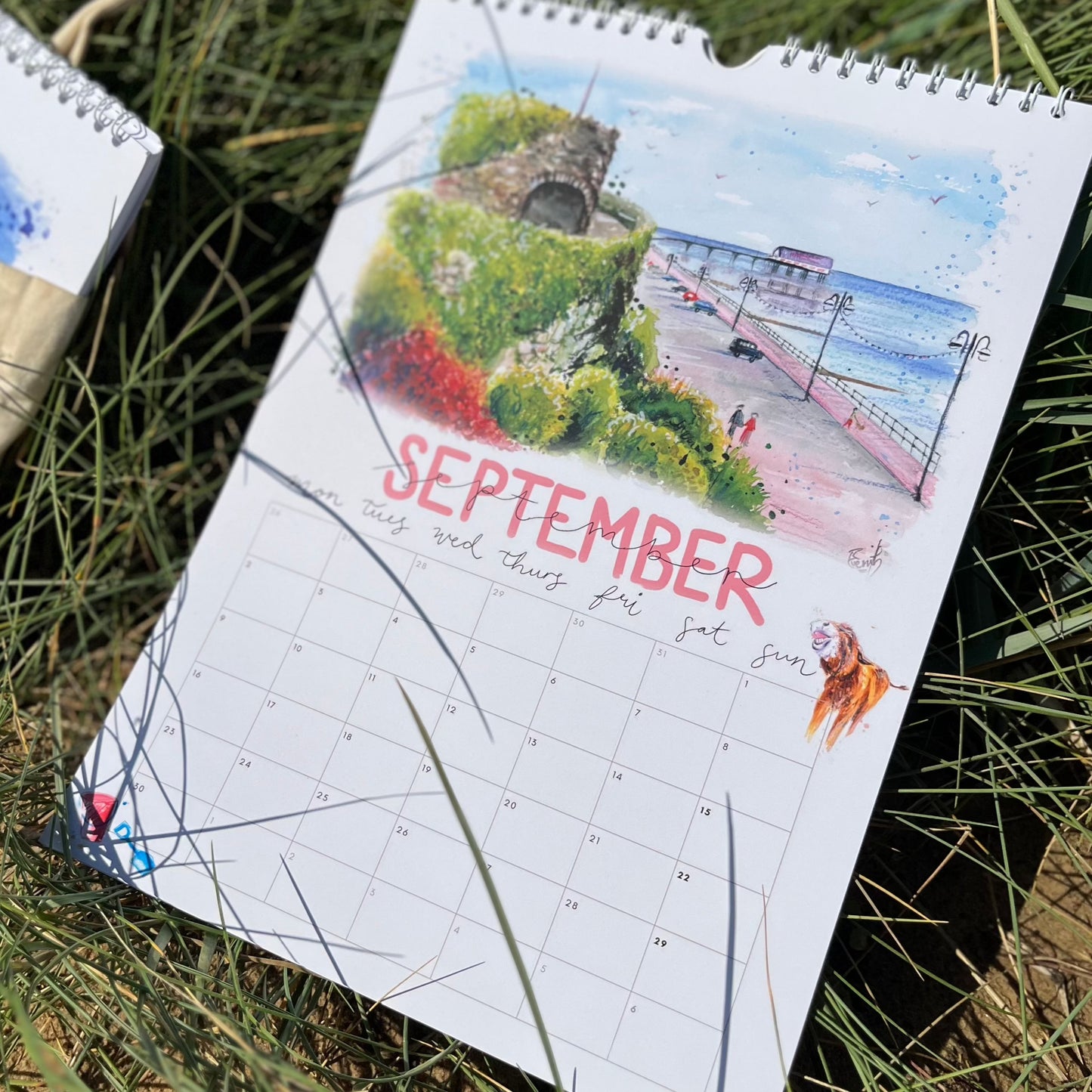 2024 calendar featuring watercolour artwork of the Ross Castle on Cleethorpes Seafront by Eve Leoni Art.