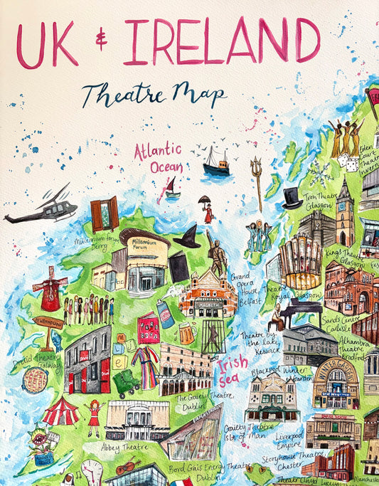 (Pre-Order) UK Theatre Map Organic Tea Towel