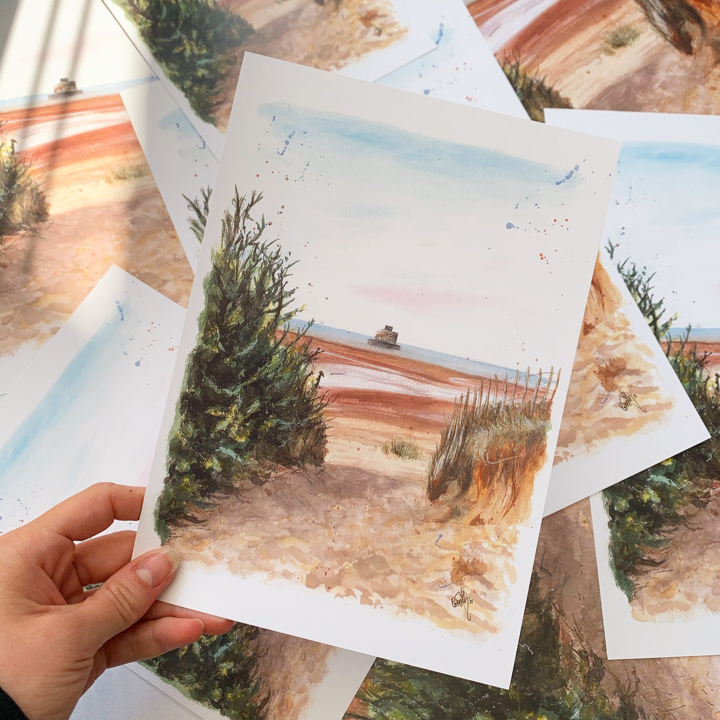 Art prints of the Haile Sands fort at Humberston Fitties, painted by Cleethorpes artist, Eve Leoni Smith. 