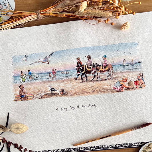 'A Busy Day at the Beach' Art Print