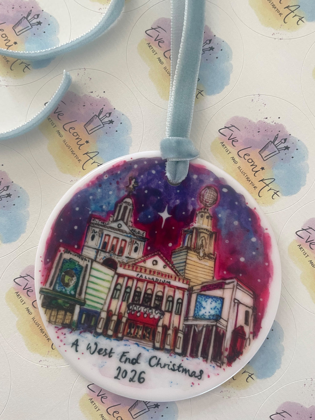West End Christmas Flat Ceramic Bauble