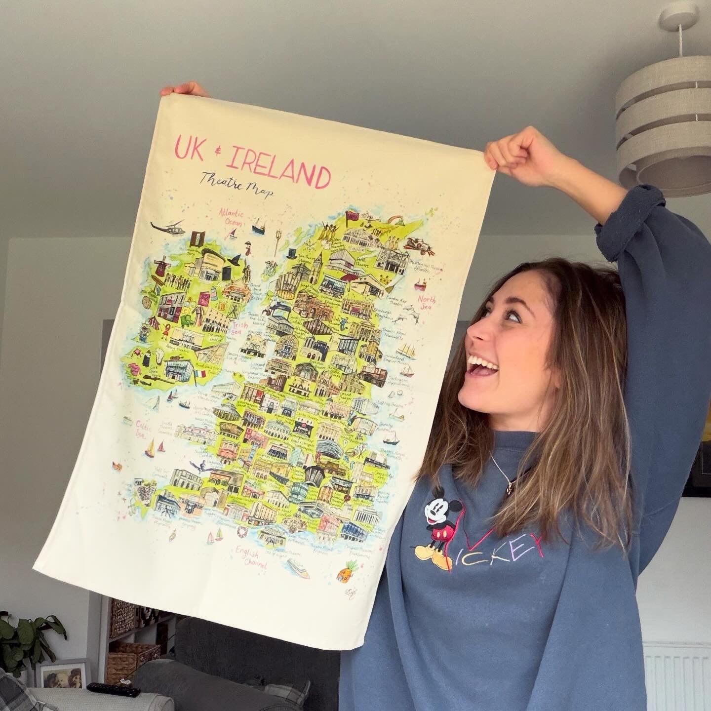 UK Theatre Map Organic Tea Towel