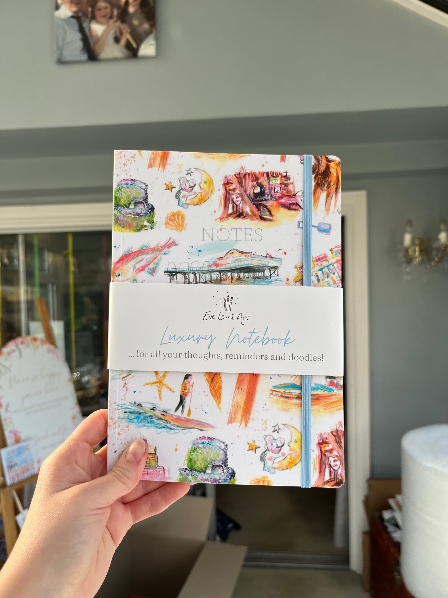 A luxury notebook designed by local artist, Eve Leoni Smith, featuring illustrations of Grimsby and Cleethorpes. 
